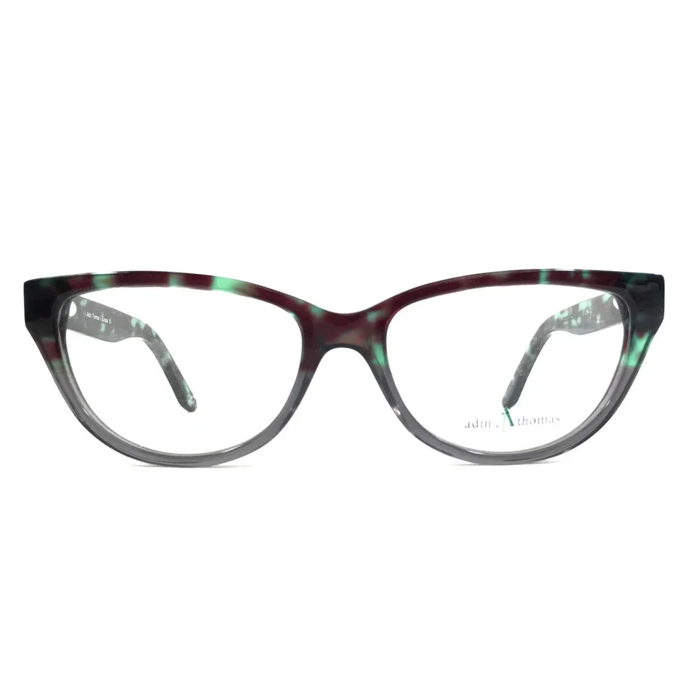 Adin Thomas Eyeglasses Frames AT-254 C2 Brown Green Tortoise Cat Eye 52-16-138